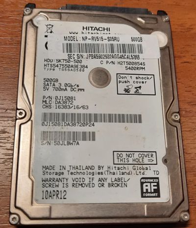 Лот: 19331460. Фото: 1. Жесткий диск 2.5" Hitachi 500gb. Жёсткие диски (HDD)