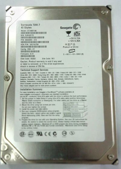 Лот: 8047647. Фото: 1. Жесткий диск Seagate ST340014A... Жёсткие диски