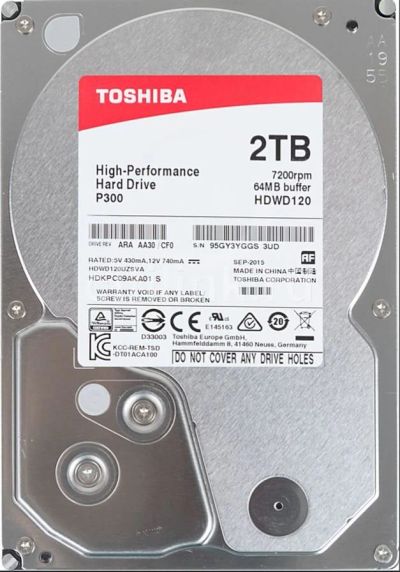 Лот: 12700297. Фото: 1. Жесткий диск Toshiba P300 2Тб. Жёсткие диски (HDD)
