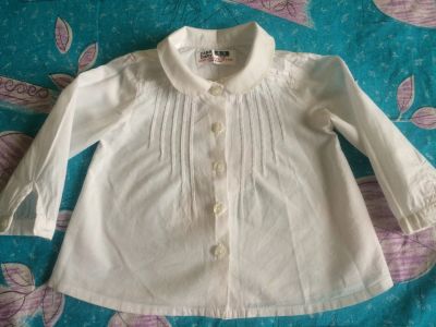 Лот: 15854581. Фото: 1. Белая туника «Zara baby» с длинным... Рубашки, блузки, водолазки