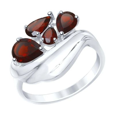 Лот: 23794446. Фото: 1. Серебряное кольцо с гранатом и... Кольца, перстни
