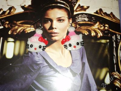 Лот: 668620. Фото: 1. Серьги "Hello Kitty в шапке". Серьги, каффы