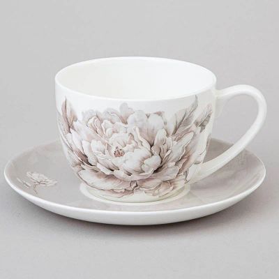 Лот: 25301579. Фото: 1. Пара чайная Lefard White Flower... Кружки, стаканы, бокалы
