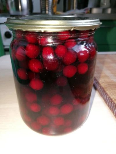 Лот: 9525478. Фото: 1. Компот из садовой вишни, 0,5л... Домашние заготовки