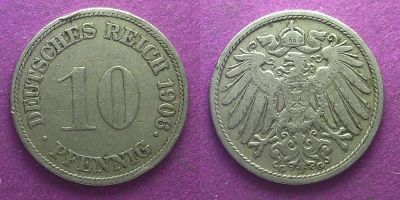 Лот: 15929181. Фото: 1. Германия 10 пфеннигов 1906. Германия и Австрия