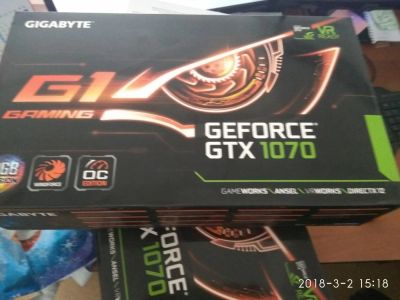 Лот: 11116048. Фото: 1. GTX 1070 Gigabyte gvn1070g1gamingG8GD... Видеокарты