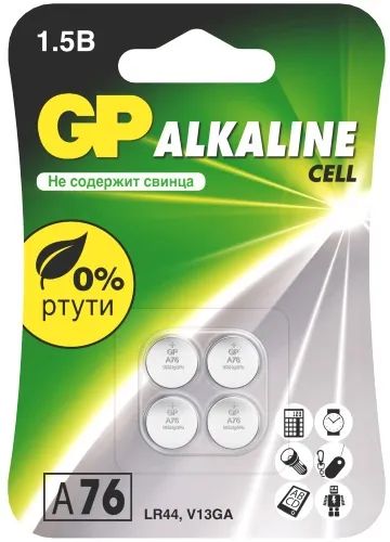 Лот: 24526278. Фото: 1. Батарейки GP A76 Alkaline Cell... Батарейки, аккумуляторы, элементы питания