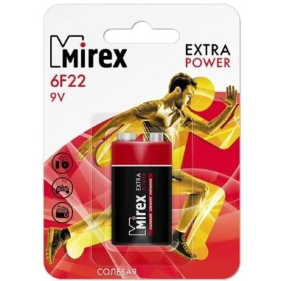 Лот: 22144259. Фото: 1. Элем.пит.MIREX 6F22 / Крона 9V... Батарейки, аккумуляторы, элементы питания