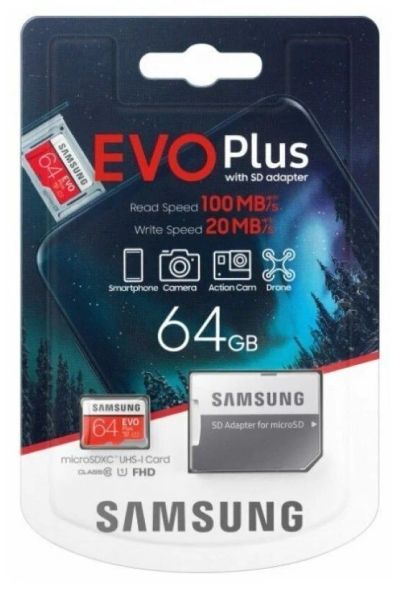 Лот: 18167184. Фото: 1. Samsung EVO Plus microSDXC 64GB... Карты памяти