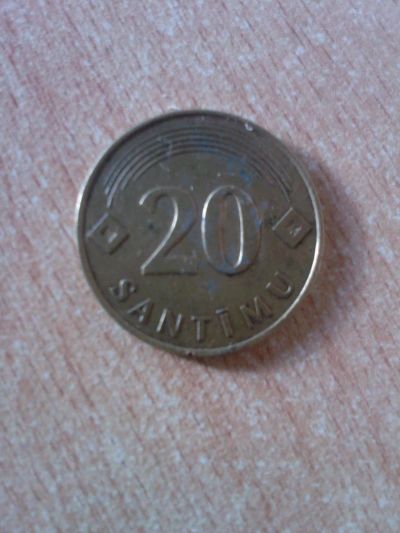 Лот: 4157066. Фото: 1. Монета 20 SANTiMU. Страны СНГ и Балтии