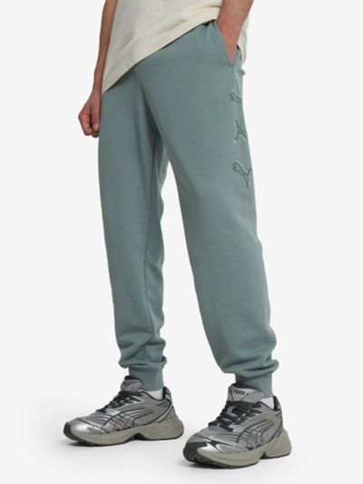 Лот: 25112431. Фото: 1. Брюки мужские PUMA, Зеленый. Спортивные брюки, штаны