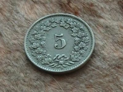 Лот: 10946511. Фото: 1. Монета 5 рапен пять рапп Швейцария... Европа