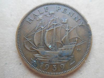 Лот: 6716947. Фото: 1. Великобритания 1/2 пенни 1939. Великобритания и острова