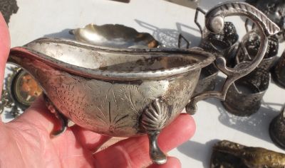 Лот: 17287066. Фото: 1. соусник,латунь,серебрение. Предметы интерьера и быта