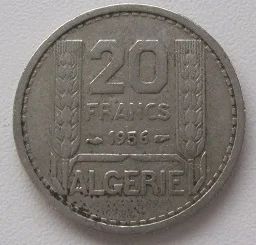 Лот: 18888436. Фото: 1. Алжир 20 франков 1956, с рубля... Африка