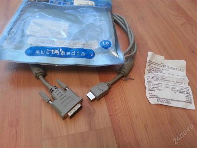 Лот: 2806763. Фото: 1. Кабель HDMI - DVI-D. Другое (компьютеры, оргтехника, канцтовары)
