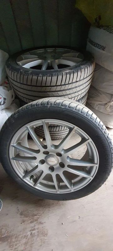 Лот: 19412558. Фото: 1. Литье R17 + Bridgestone Turanza... Шины на дисках