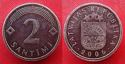 Лот: 24888512. Фото: 1. (№1036/LF) 2 сантима 2006 (Латвия... Страны СНГ и Балтии