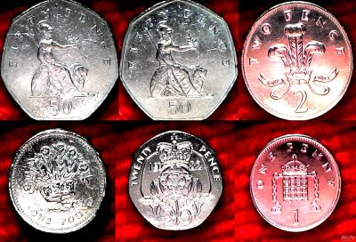 Лот: 13510700. Фото: 1. 6 монет, разных годов и номиналов... Великобритания и острова