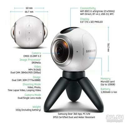 Лот: 9577236. Фото: 1. Супер камера Samsung Gear 360... Экшн камеры