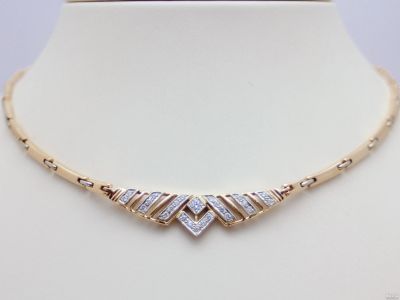 Лот: 12745306. Фото: 1. ЗОЛОТОЕ КОЛЬЕ С БРИЛЛИАНТАМИ 25... Колье