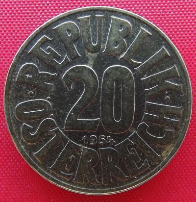 Лот: 3316010. Фото: 1. (№3101-3/LF) 20 грошей 1954 (Австрия... Германия и Австрия