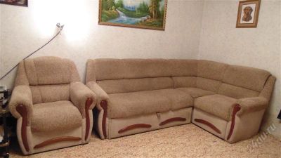 Лот: 2298601. Фото: 1. Диван угловой + кресло!. Кресла, пуфы