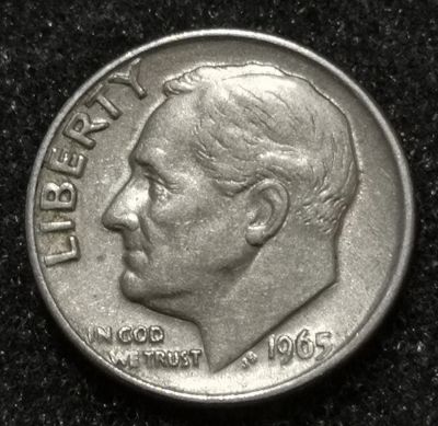 Лот: 23528816. Фото: 1. 10 центов (дайм) 1965 года. США... Америка