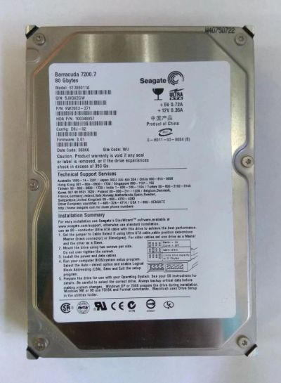 Лот: 11196084. Фото: 1. Жесткий диск ST380011A 80 Гб... Жёсткие диски (HDD)