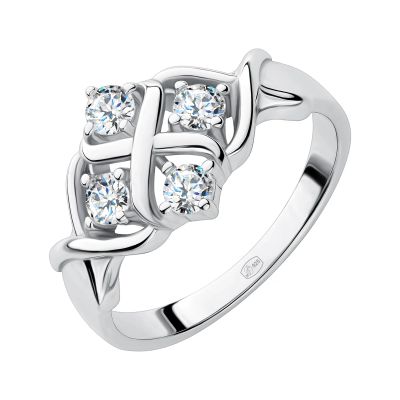 Лот: 23888252. Фото: 1. Серебряное кольцо с фианитами... Кольца, перстни