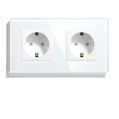 Лот: 25340203. Фото: 1. Розетка Vell 2 поста, стеклянная... Электроустановочные изделия