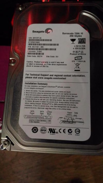 Лот: 7784137. Фото: 1. Жесткий диск seagate 250 Гб один... Жёсткие диски (HDD)