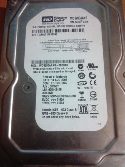Лот: 9677192. Фото: 1. диск HDD 320 GB. Жёсткие диски (HDD)