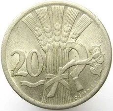 Лот: 8928180. Фото: 1. Чехословакия 20 геллеров 1926... Европа