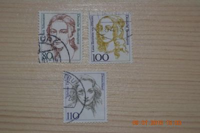 Лот: 6766210. Фото: 1. 3 марки Германии из серии Известные... Марки