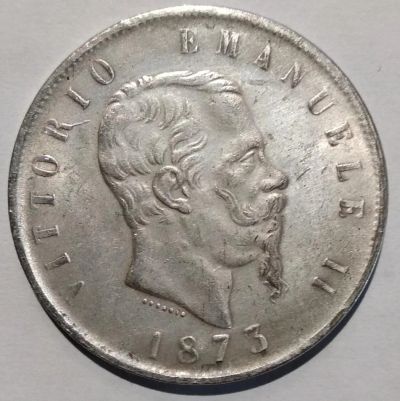 Лот: 11390843. Фото: 1. Копия (сувенир) 5 лир 1873 год. Европа