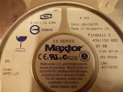 Лот: 2334868. Фото: 1. Жесткий диск Макстор 20 гб Hdd... Жёсткие диски (HDD)