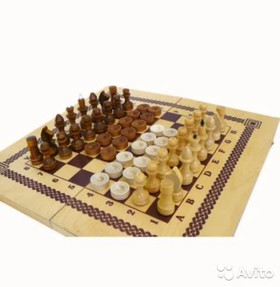 Лот: 7438913. Фото: 1. Игра два в одном (шашки, шахматы... Детские настольные игры