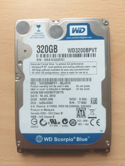 Лот: 13711791. Фото: 1. Жесткий диск WD Blue WD3200BPVT... Жёсткие диски (HDD)