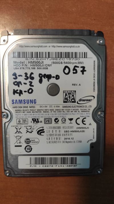Лот: 21138345. Фото: 1. Жесткий диск Samsung HM500JI. Жёсткие диски (HDD)