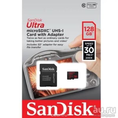 Лот: 9447792. Фото: 1. 128Gb MicroSDXC SanDisk class... Карты памяти