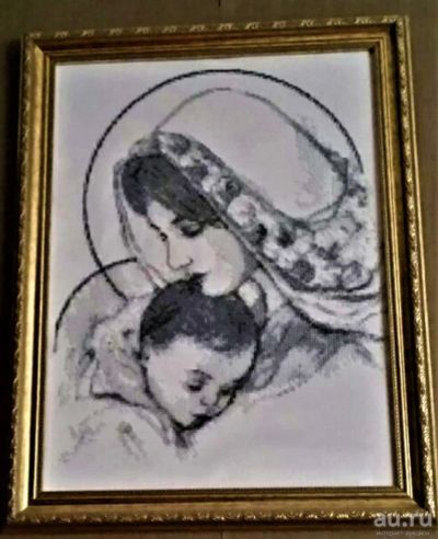 Лот: 16145697. Фото: 1. Картина "Мадонна с Ребенком... Вышивание