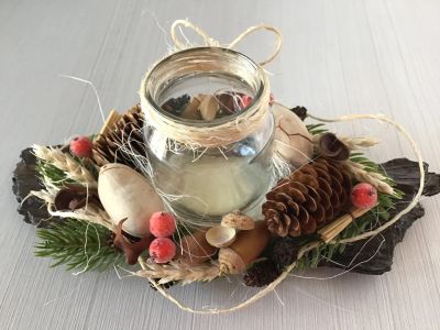 Лот: 15029479. Фото: 1. ЭКО-подсвечник со свечей. Другое (ручная работа)