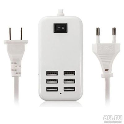 Лот: 8811194. Фото: 1. Зарядное устройство для 6 USB... Зарядные устройства, блоки питания, адаптеры сетевые для смартфонов