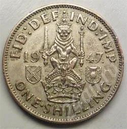 Лот: 354724. Фото: 1. Великобритания. 1 шиллинг 1947г... Великобритания и острова