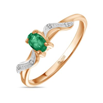 Лот: 24357415. Фото: 1. Кольцо с изумрудом и фианитом. Кольца, перстни