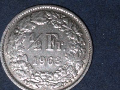 Лот: 19257974. Фото: 1. 1/2 франка 1963 г. (серебро835... Европа