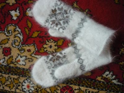 Лот: 3495056. Фото: 1. варежки из козьей шерсти. Перчатки, варежки, митенки