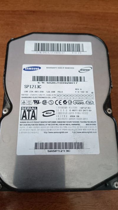 Лот: 19954419. Фото: 1. HDD Samsung 120GB SP1213C. Жёсткие диски (HDD)