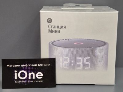 Лот: 24654910. Фото: 1. Яндекс Станция Мини с часами Серый... Умные колонки